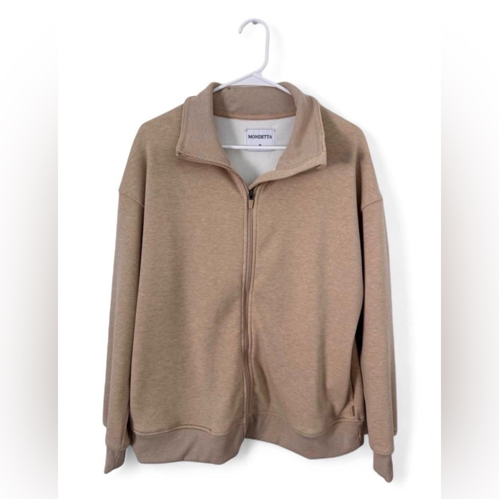 Beige Soft Fleece Mondetta Zip-Up Jacket Size Medium